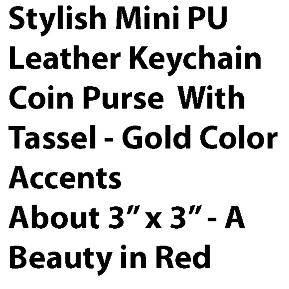 Mini Red PU Leather Keychain Coin Purse | with Tassel, Golden-Tone Hardware,-NWT - Picture 3 of 4